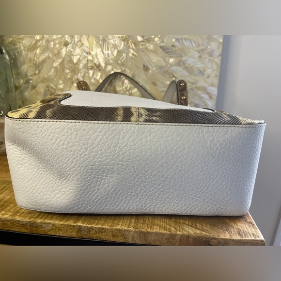 D&G DOLCE & GABBANA Lizardskin And White Leather Handbag With Gold Tone Hardware - Picture 5 of 16